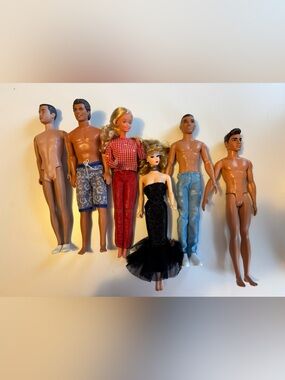 Vintage 1962 Painted Hair Ken & Barbie Doll Lot (6) Rare 60s Mattel